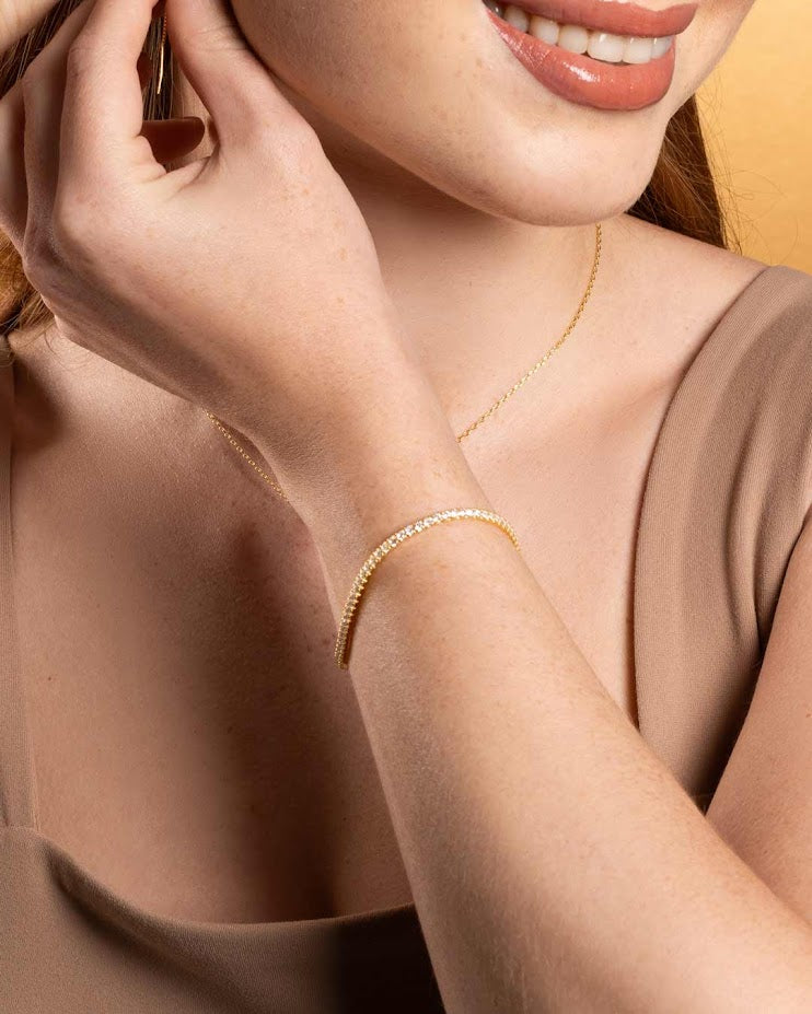 925YG TENNIS WHITE CZ BRACELET