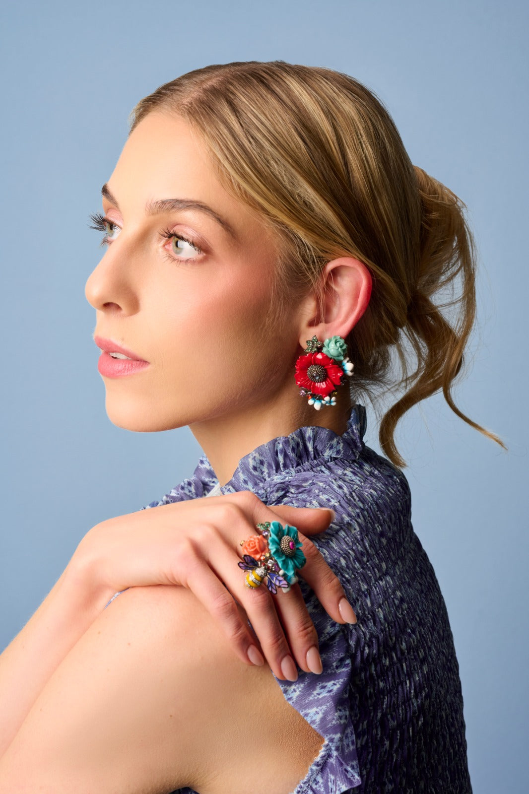 FG EARRING SILVER CENTER CZ MIX