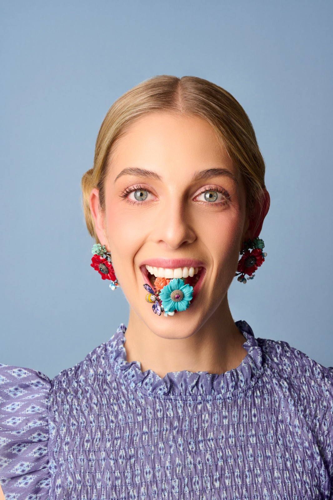 RING SILVER CENTER FLOWER TURQUOISE ORANGE CORAL & SYN PINK STAR CUT