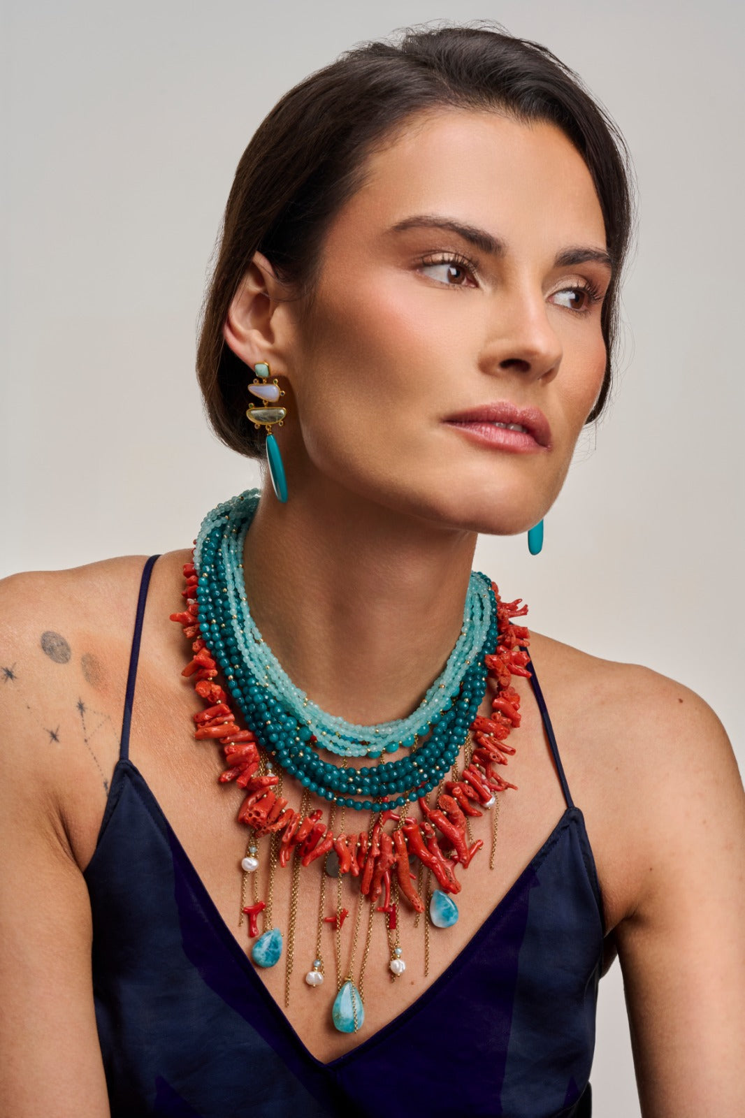 925YG LARIMAR CALLO PERLE NECKLACE