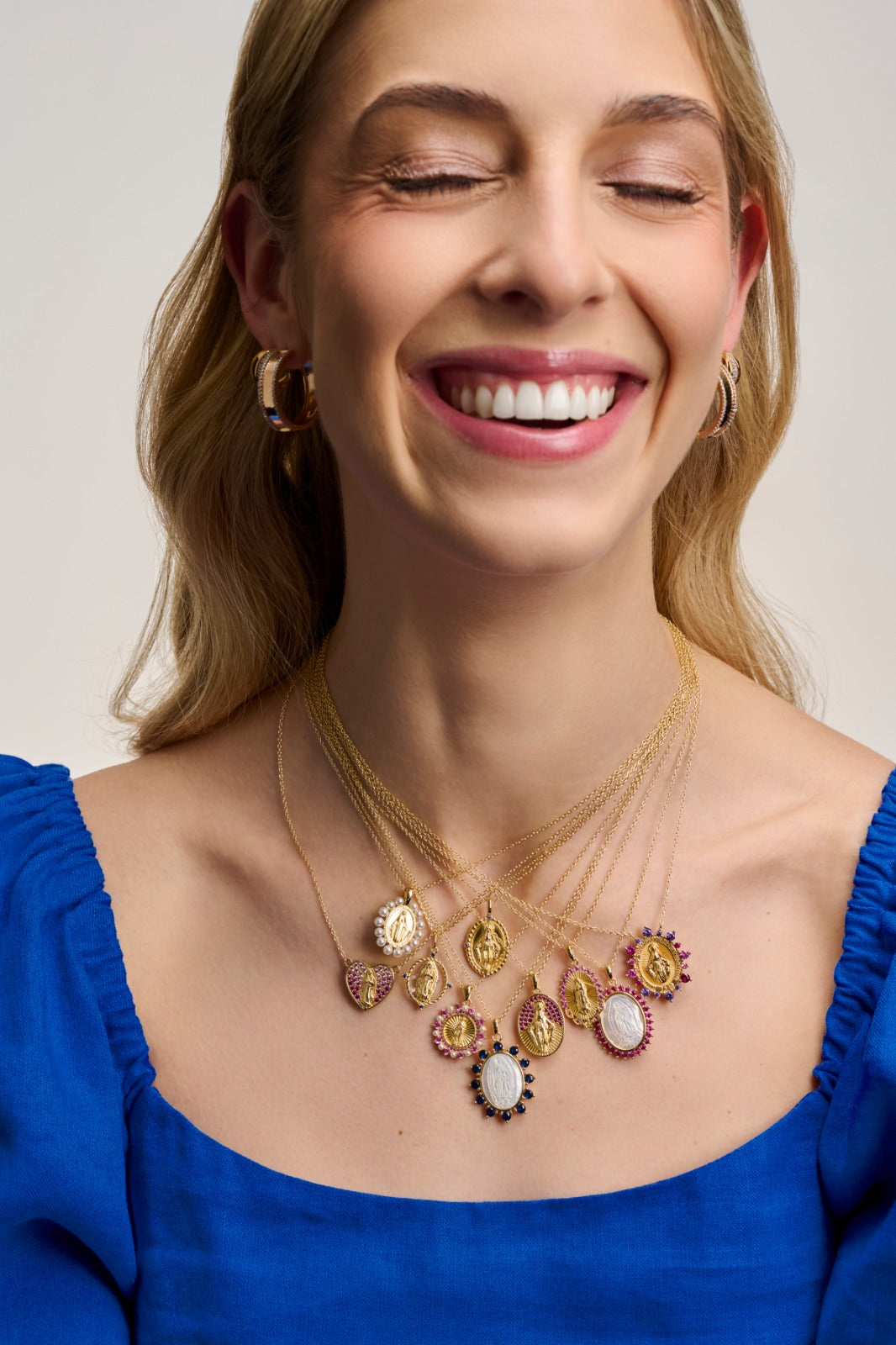 925YG HEART VIRGIN OF GUADALUPE RUBY NECKLACE