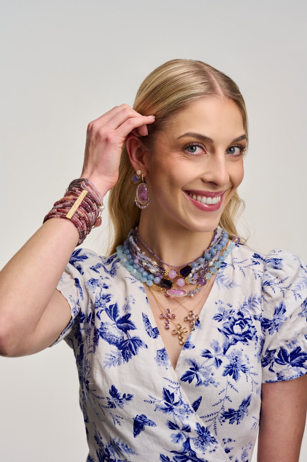 925YG CRISTALLI VIOLA GIADA AGATA NECKLACE