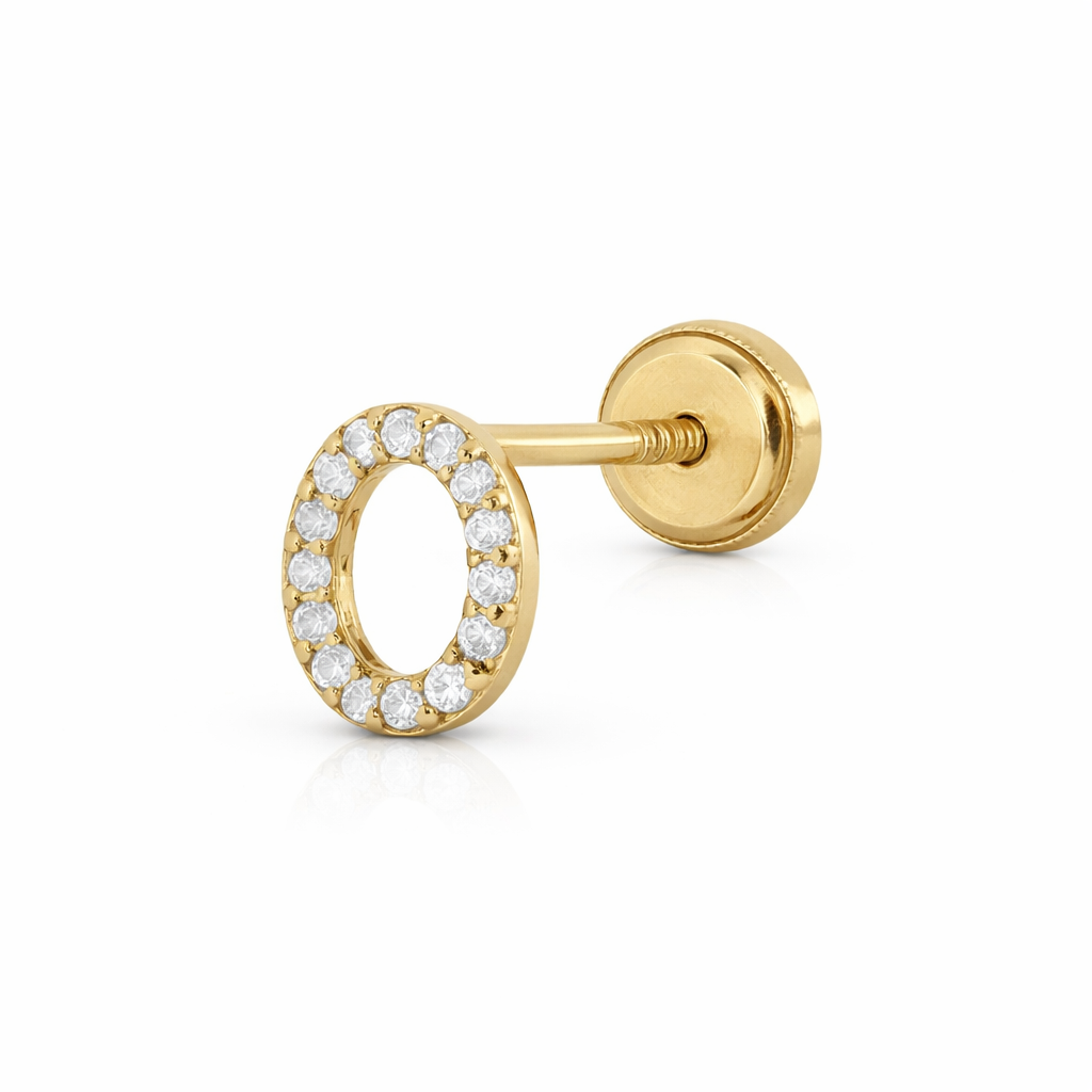 Piercing Ovalado Pavé en Oro Amarillo 14K