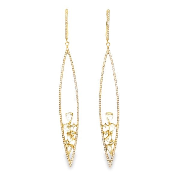 ARETES DE DIAMANTES EN ORO AMARILLO DE 14K - C'SANTOS