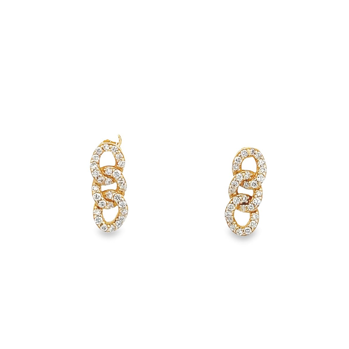 ARETES DE ORO AMARILLO DE 14KT CON ESLABONES DE DIAMANTES - C'SANTOS