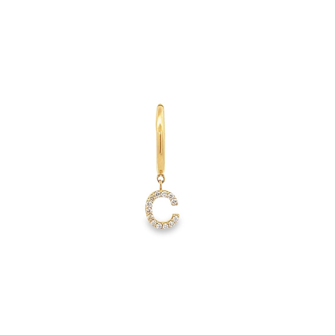 ARGOLLAS DE ORO AMARILLO 14K CON C DE DIAMANTES COLGANTE - C'SANTOS