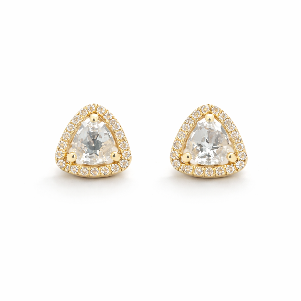 D0.09 14KY WHITE TOPAZ DIAMOND STUD EARRING WT0.64