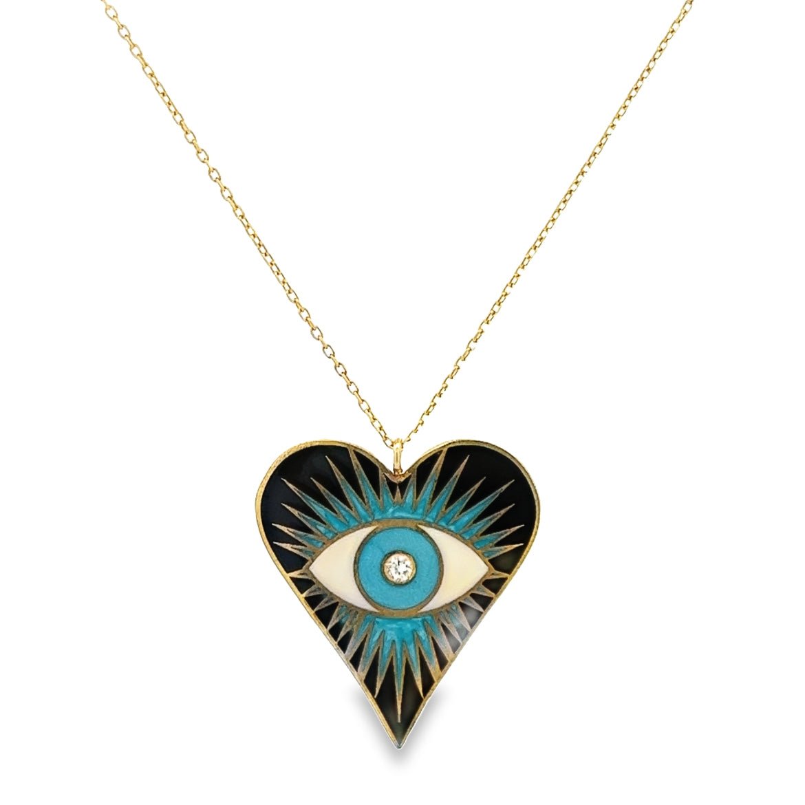 CADENA CORAZON Y OJO ESMALTE 925 - C'SANTOS