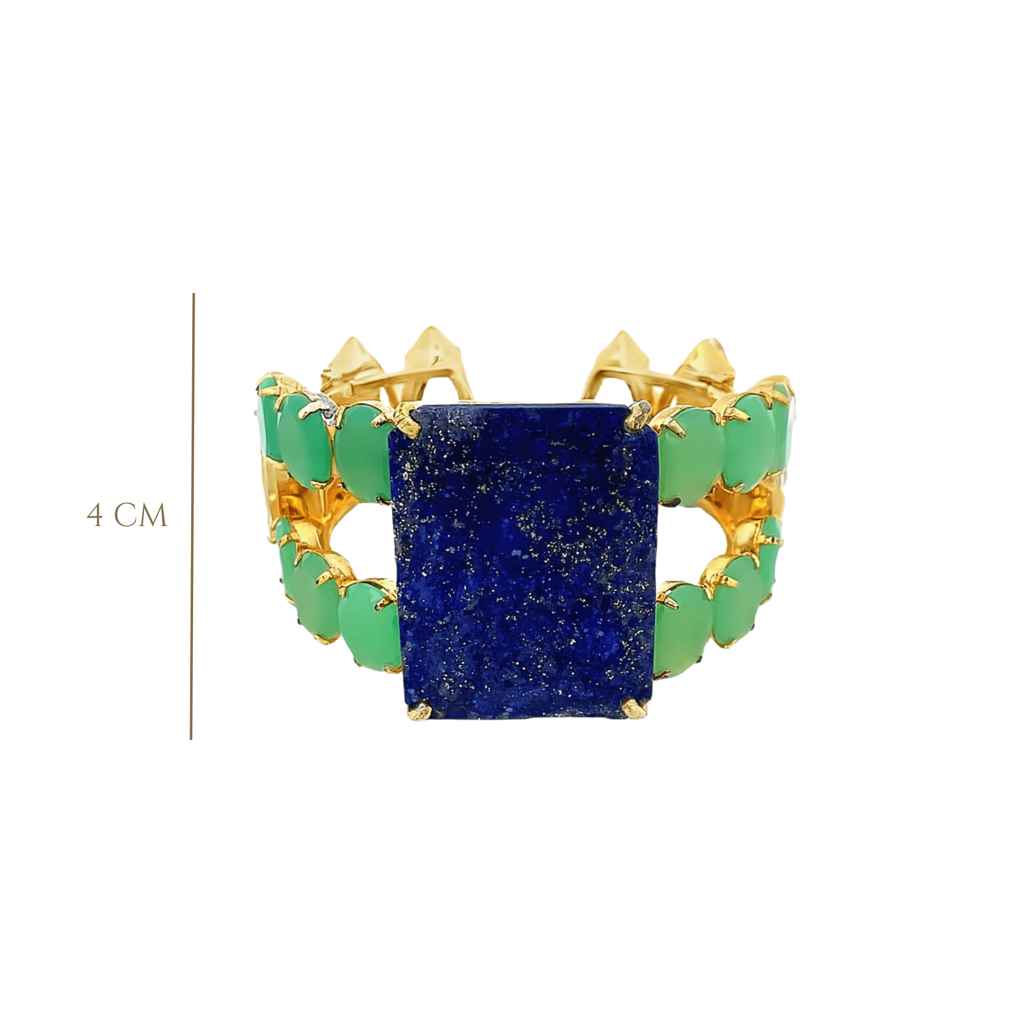 CUFF WITH LAPIS CENTER CRYSOPRASE AND CLEAR QUARTZ - C'SANTOS