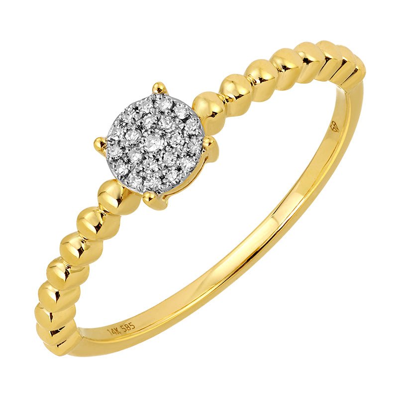 D0.04CT 14KY ROUND PAVE BEAND RING T6.5 - C'SANTOS
