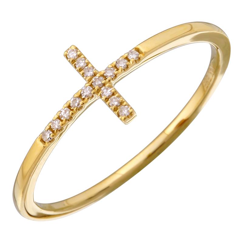 D0.05CT 14KY CROSS PAVE RING T6.5 - C'SANTOS