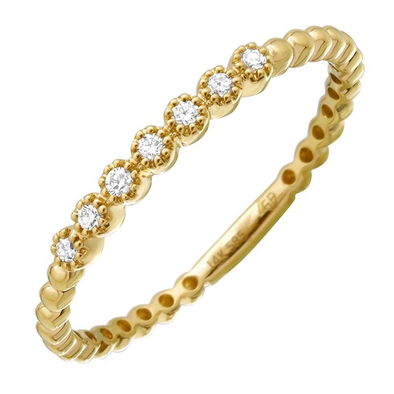 D0.06CT 14KY CLUSTER BEAND RING T6.5 - C'SANTOS