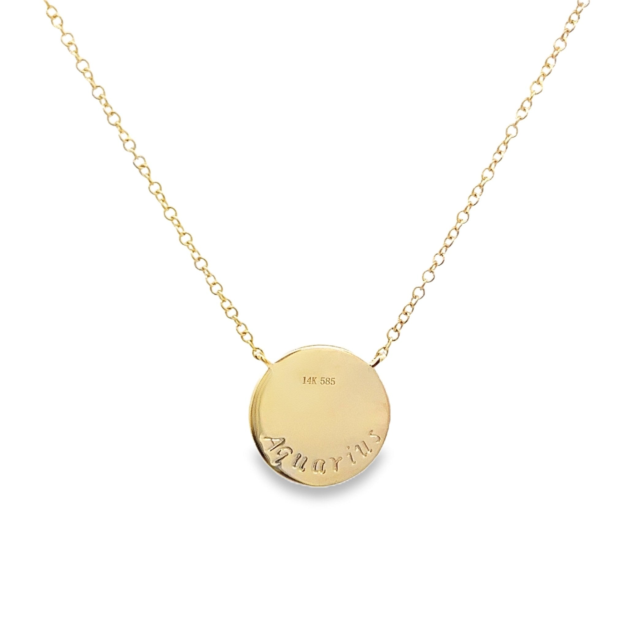 D0.08CT 14KY ZODIAC AQUARIUS NECKLACE - C'SANTOS