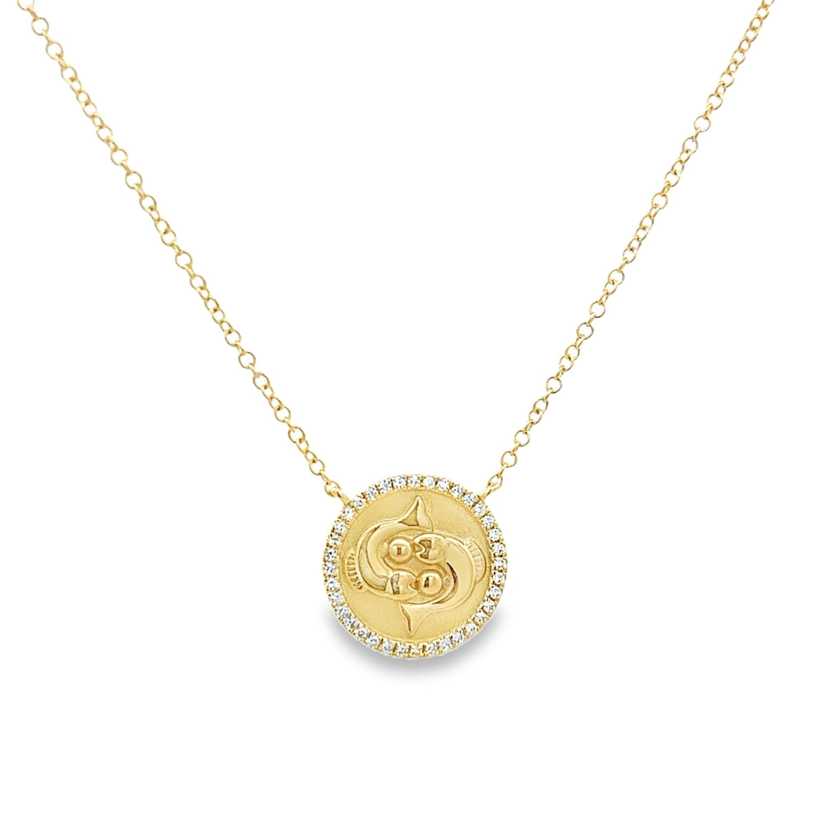 D0.08CT 14KY ZODIAC PISCES NECKLACE - C'SANTOS