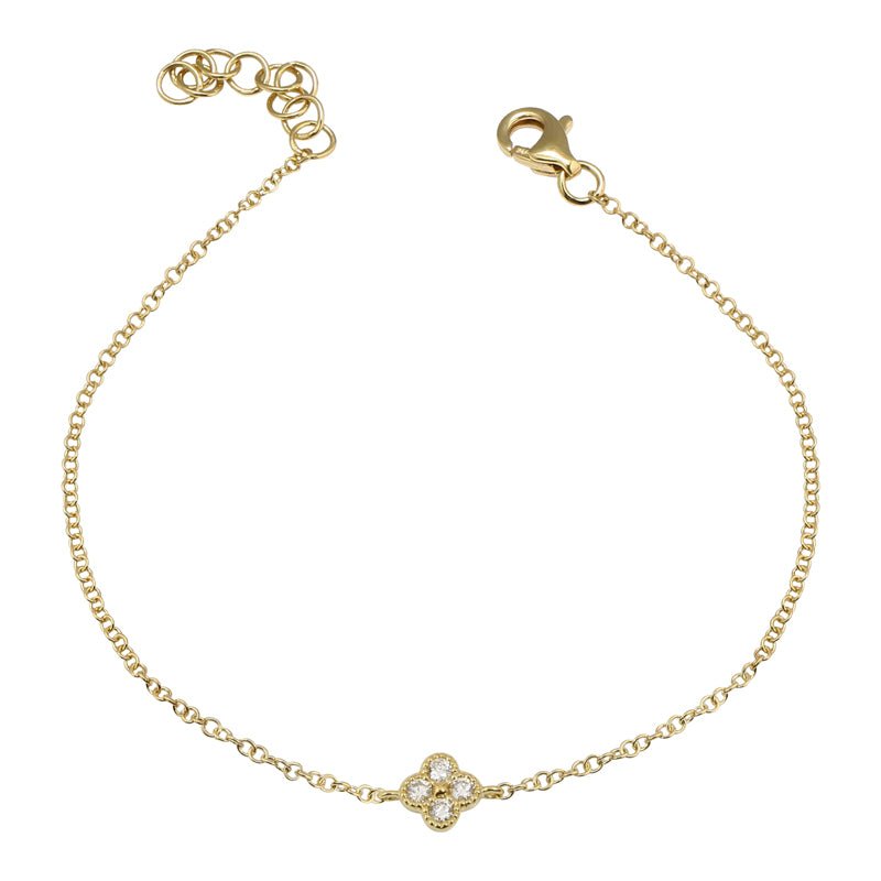 D0.09CT 14KY CLOVER BEZEL BRACELET - C'SANTOS