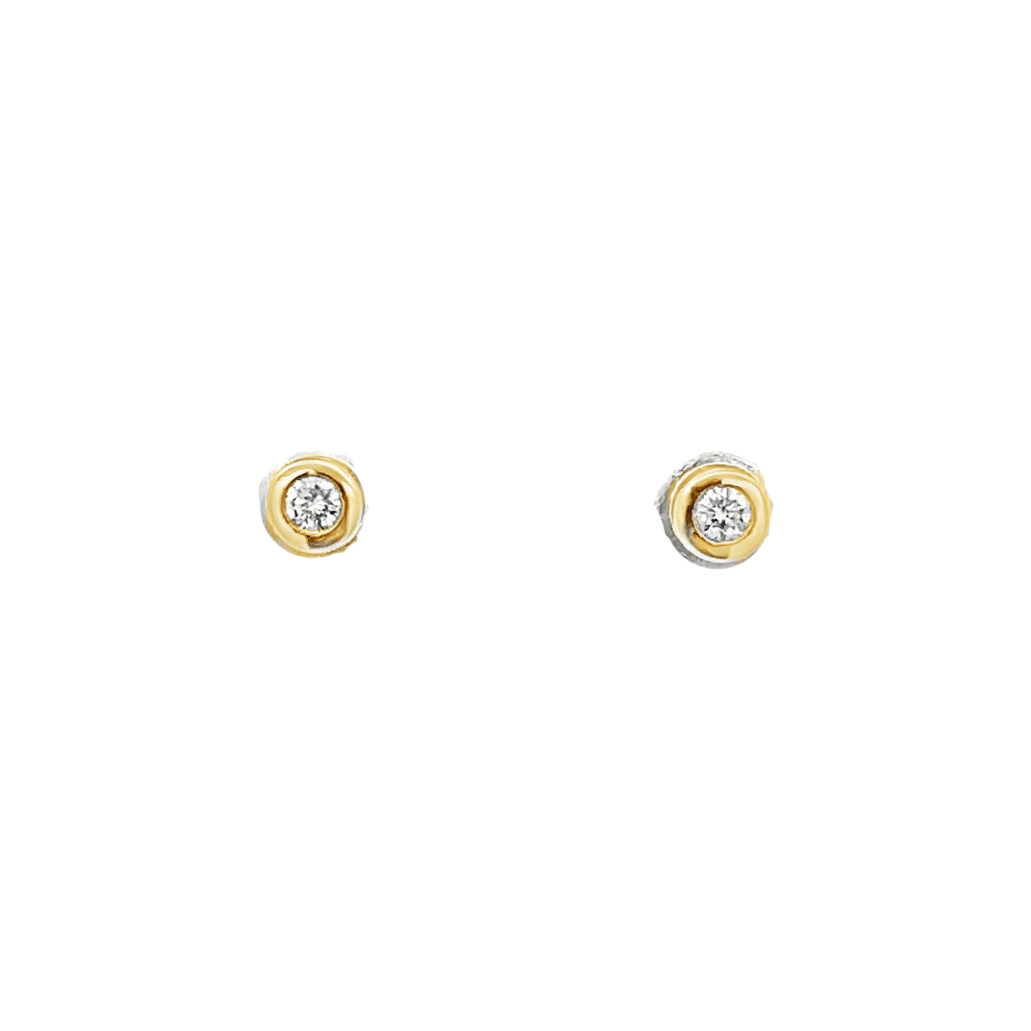 D0.10CT 14KY BEZEL SETTING ROUND DIAMOND STUDS EARRINGS - C'SANTOS