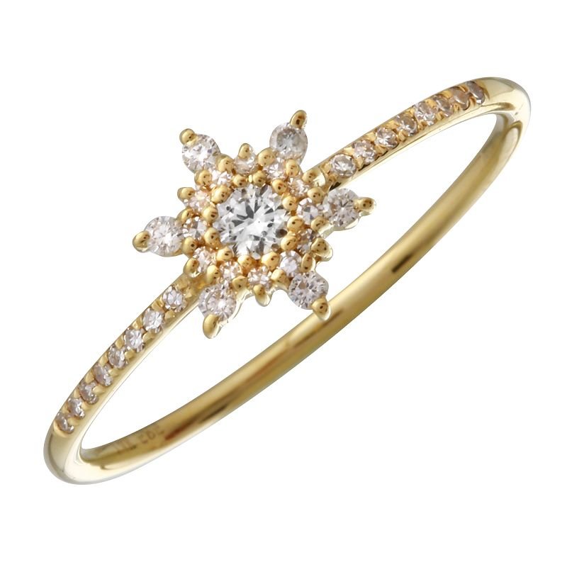 D0.10CT 14KY FLOWER SEMINFINITY RING T6.5 - C'SANTOS