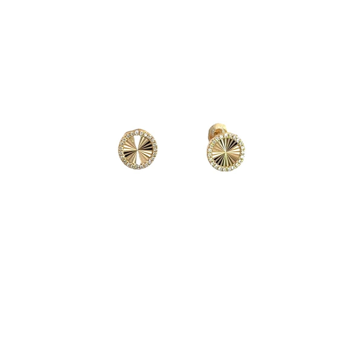 D0.10CT 14KY TEXTURE MINI CIRCLE EARRINGS - C'SANTOS
