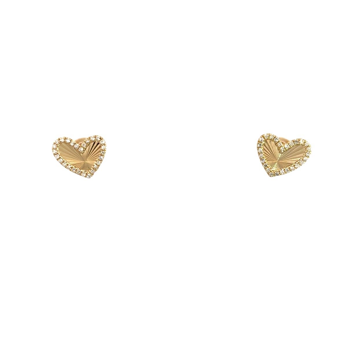 D0.12CT 14KY TEXTURE HEART CURV EARRINGS - C'SANTOS