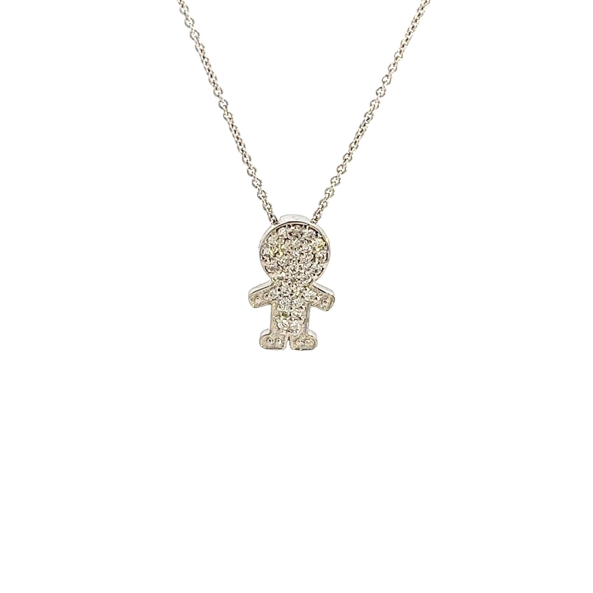 D0.15CT DIJE DE NIÑO CON DIAMANTES EN ORO BLANCO DE 14K - C'SANTOS
