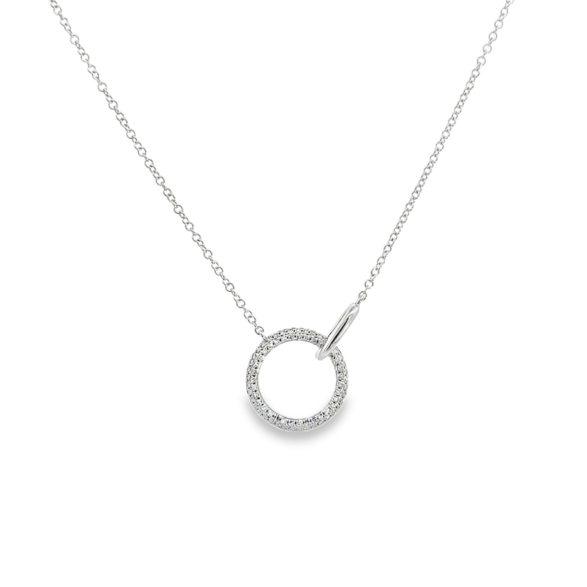 D0.17CT 14KW CIRCLE DOUBLE PAVE NECKLACE - C'SANTOS