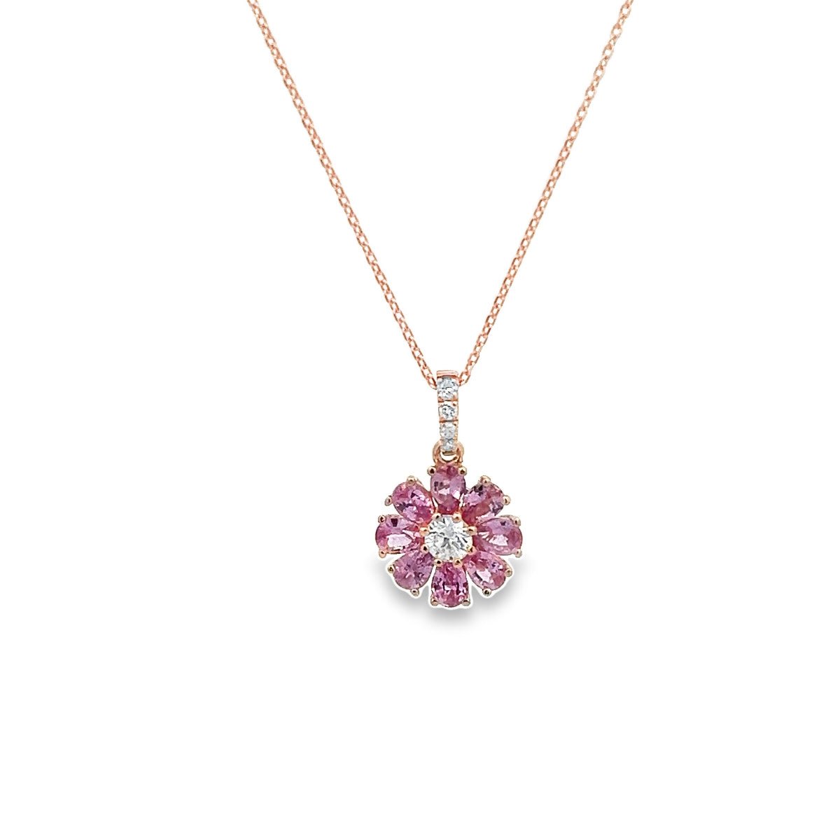 D0.17CT 18KR FLOWER PEAR CUT NECKLACE PS0.94 - C'SANTOS