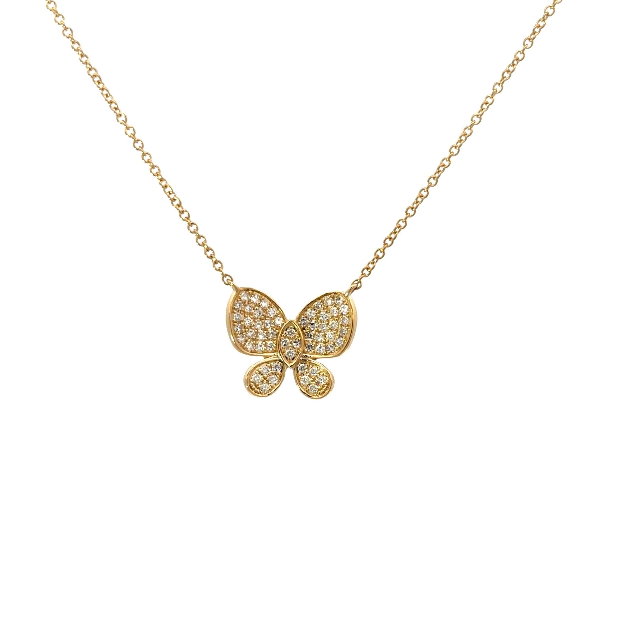 D0.19CT 14KY BUTTERFLY PAVE NECKLACE - C'SANTOS