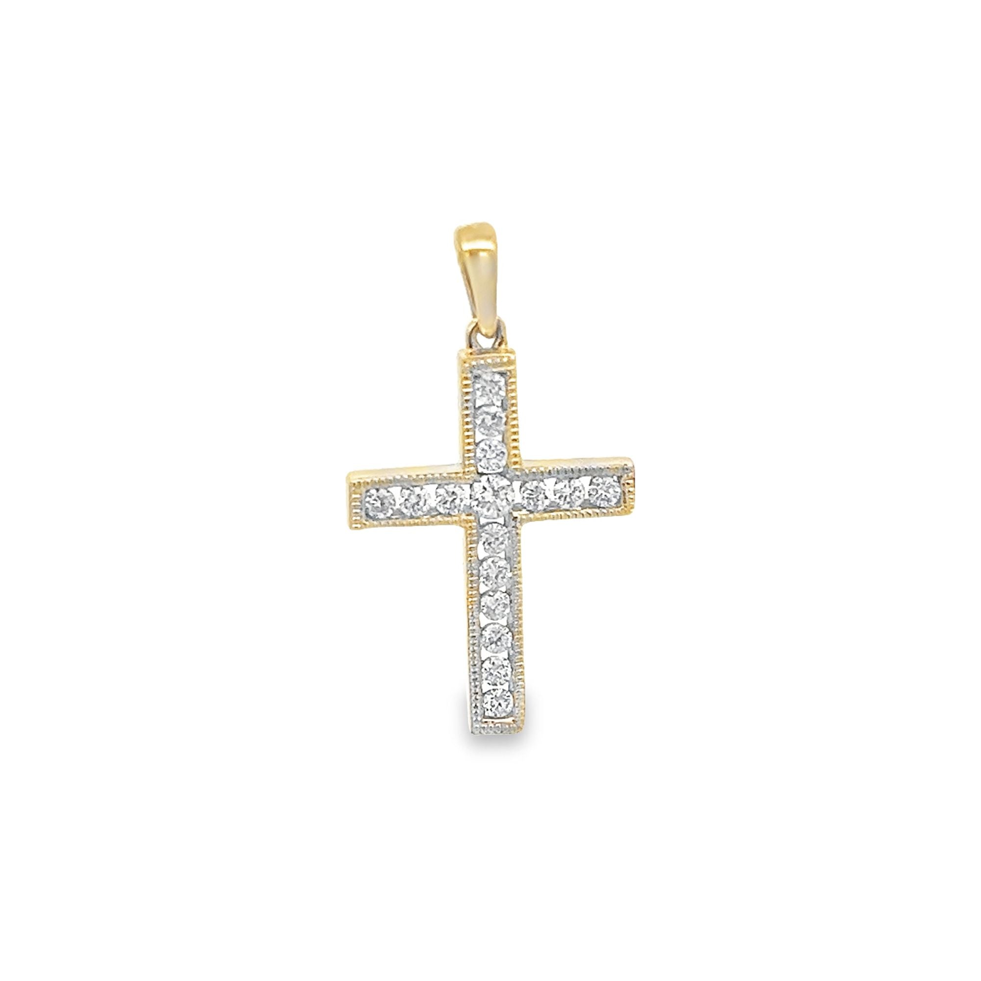 D0.27CT 14KY SMALL CROSS PENDANT - C'SANTOS