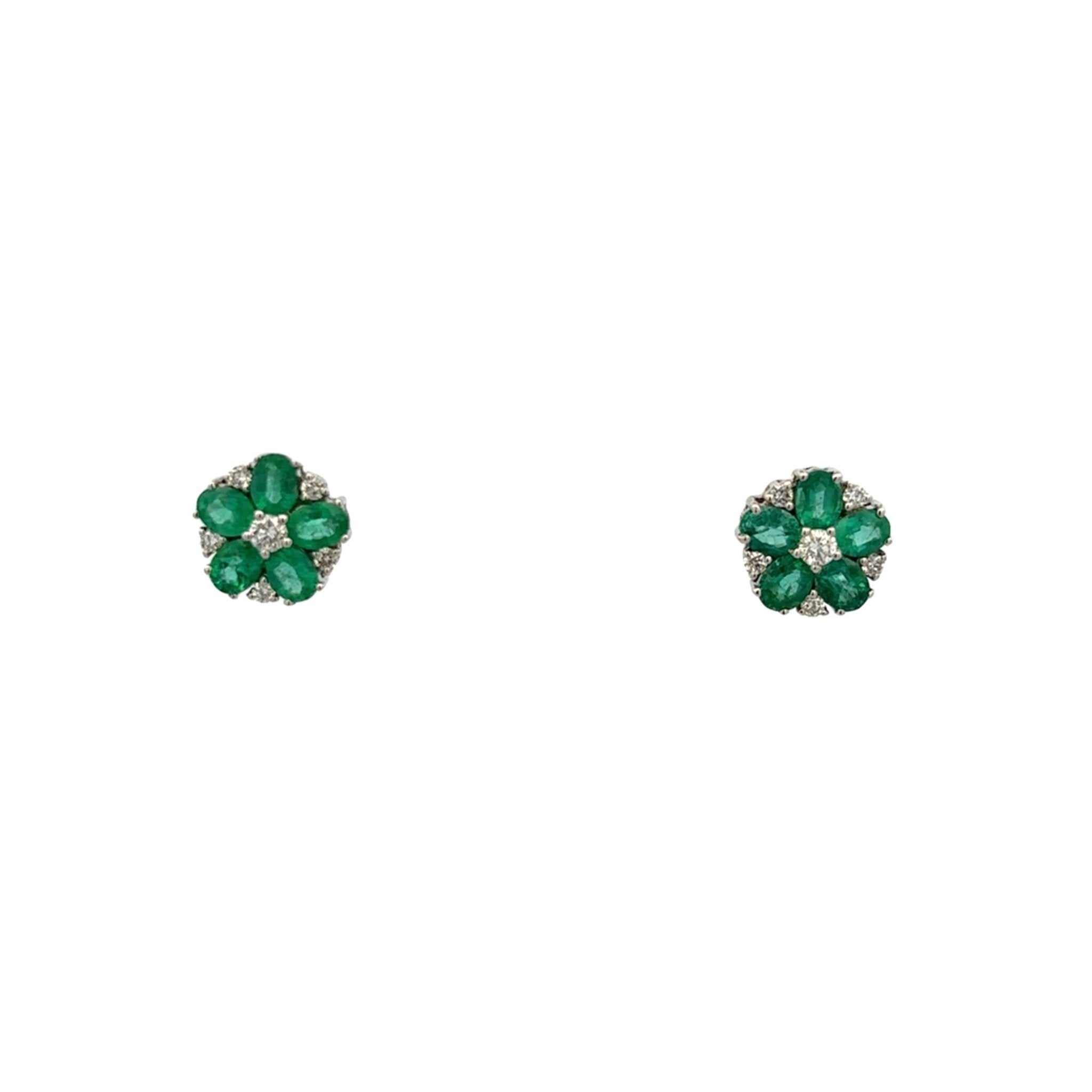 D0.28CT 14KW FLOWER EARRINGS EM2.38CT - C'SANTOS