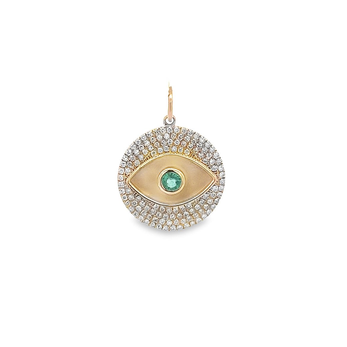 D0.29CT 14KY EYE EVIL PAVE COIN PENDANT EM0.10CT - C'SANTOS