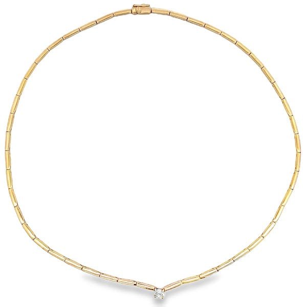 D0.34CT 14KY TUBE SLAVES DIAMOND NECKLACE - C'SANTOS