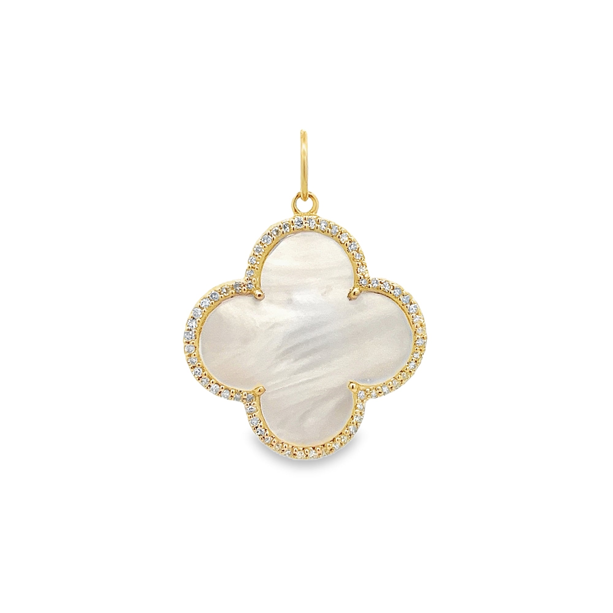 D0.35CT 14KY CLOVER AROUND PAVE CHARM MOP3.83CT - C'SANTOS