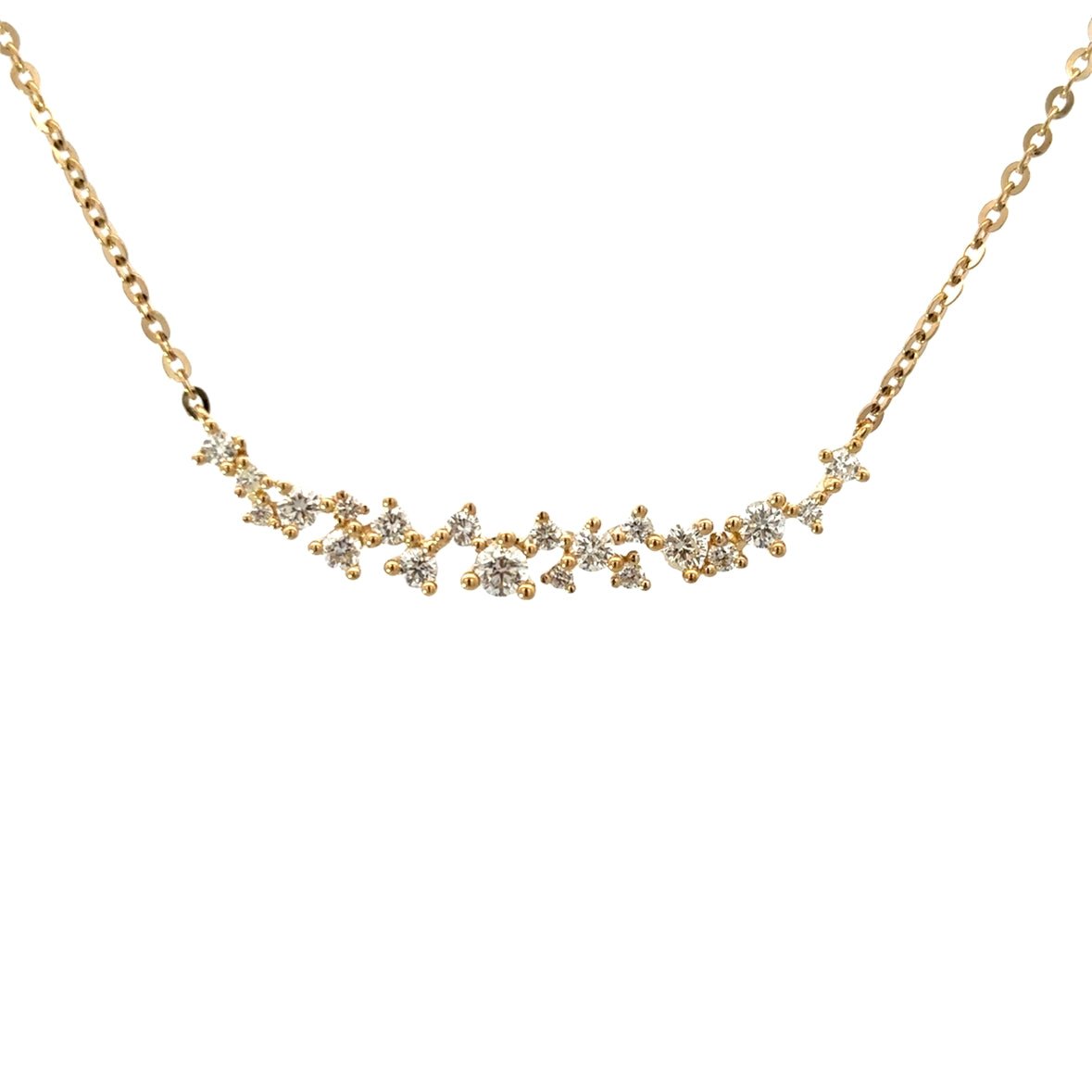 D0.49CT 14KY CLUSTER BAR NECKLACE - C'SANTOS