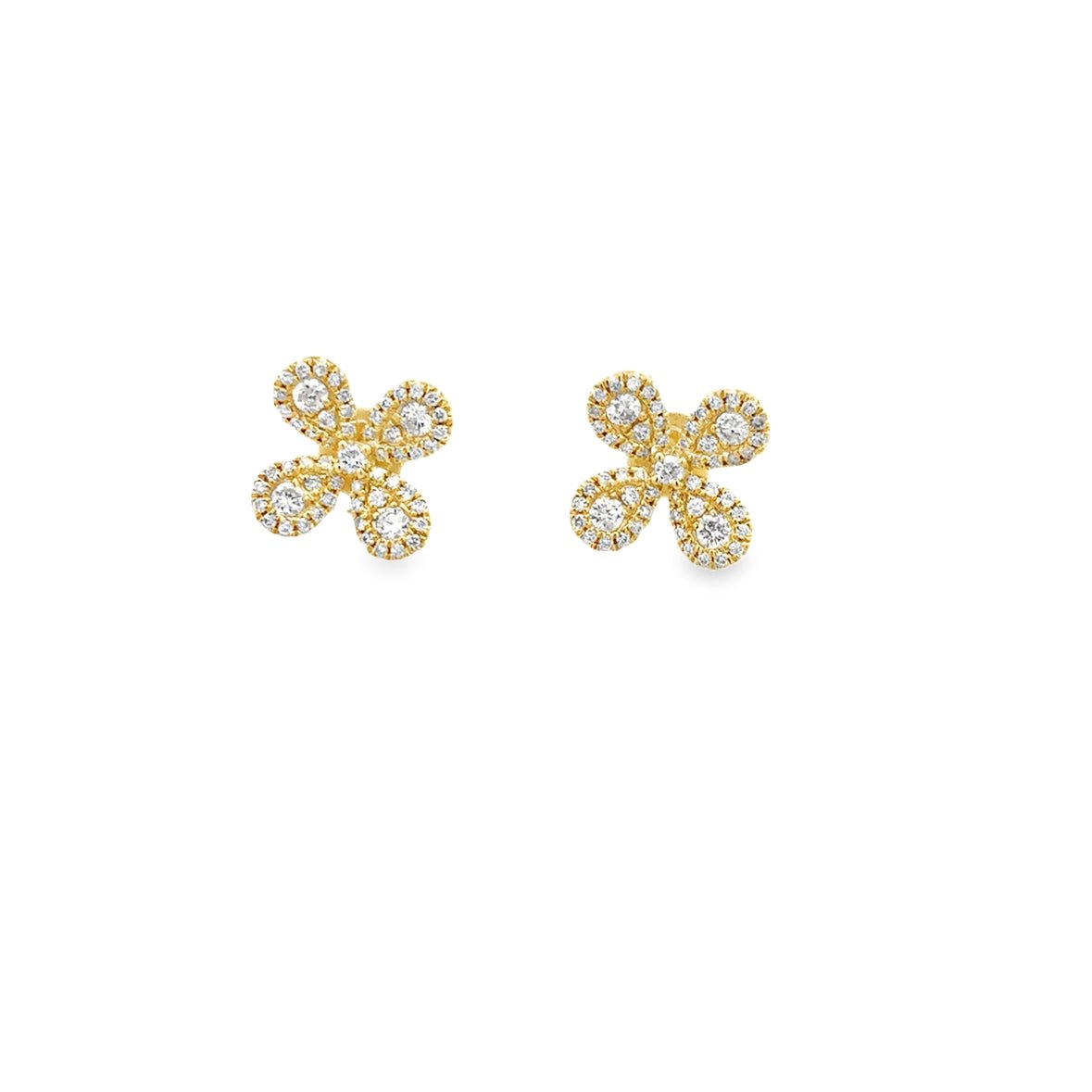D0.63CT 14KY FLOWER FOUR PETALS EARRINGS - C'SANTOS