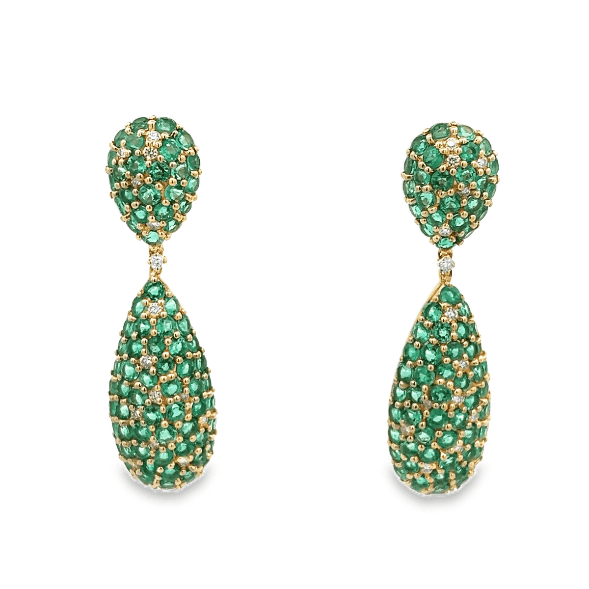 D0.64CT 14KY DOUBLE DROP EARRINGS EM13.79CT - C'SANTOS