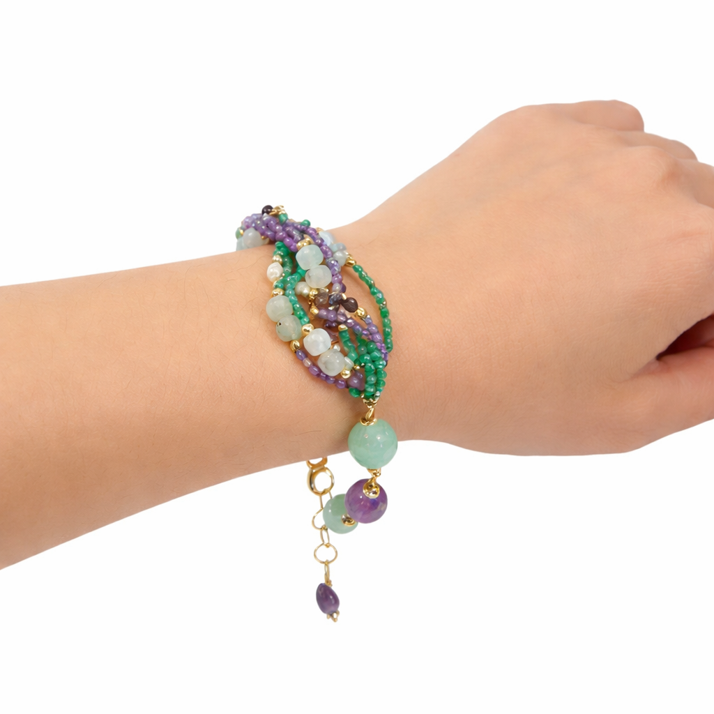 Pulsera de Perla y Circonias en Plata 925 Bañada en Oro