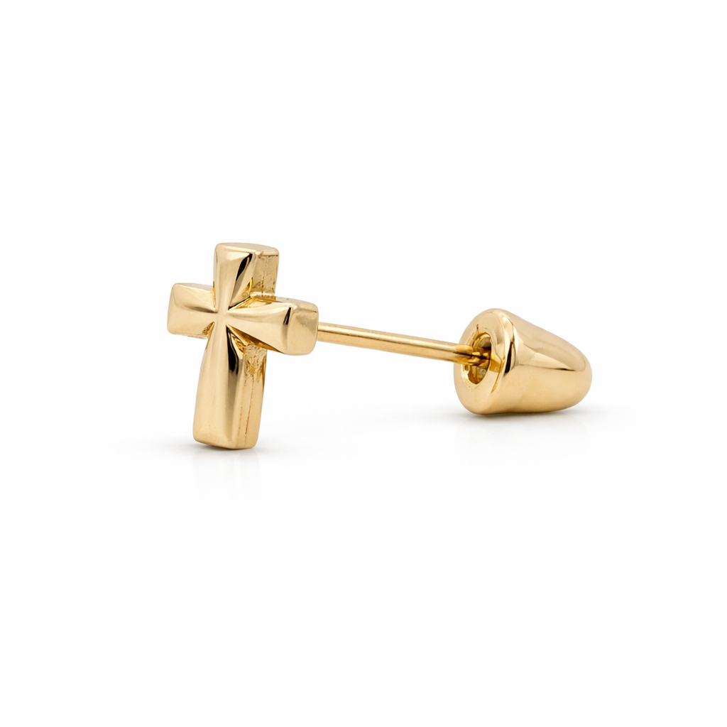 14KY TEXTURE BASIC CROSS PIERCING