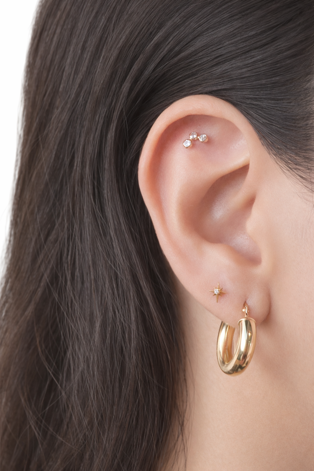 Piercing Curvo en Oro 14K con Cristales