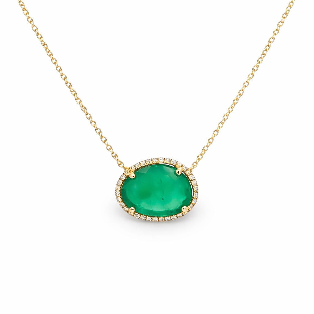 D0.08 14KY ORGANIC EMERALD DIAMOND NECKLACE EM2.29