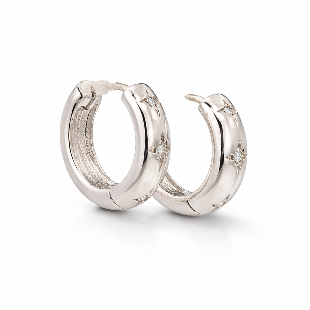 925SL TRIPLE STAR CZ 4MM HUGGIES