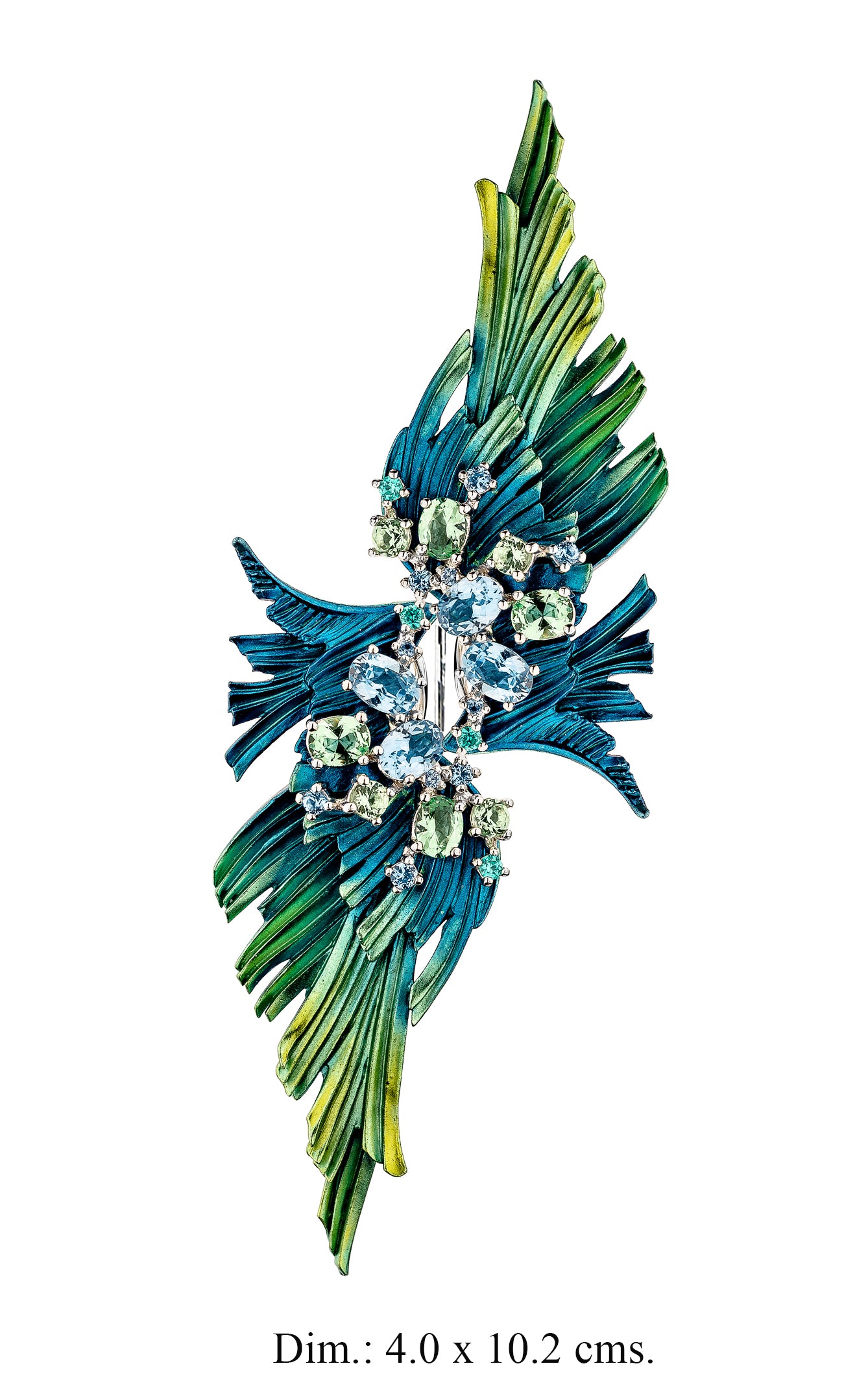 Broche de Alas en Plata 925 con Topacio Azul