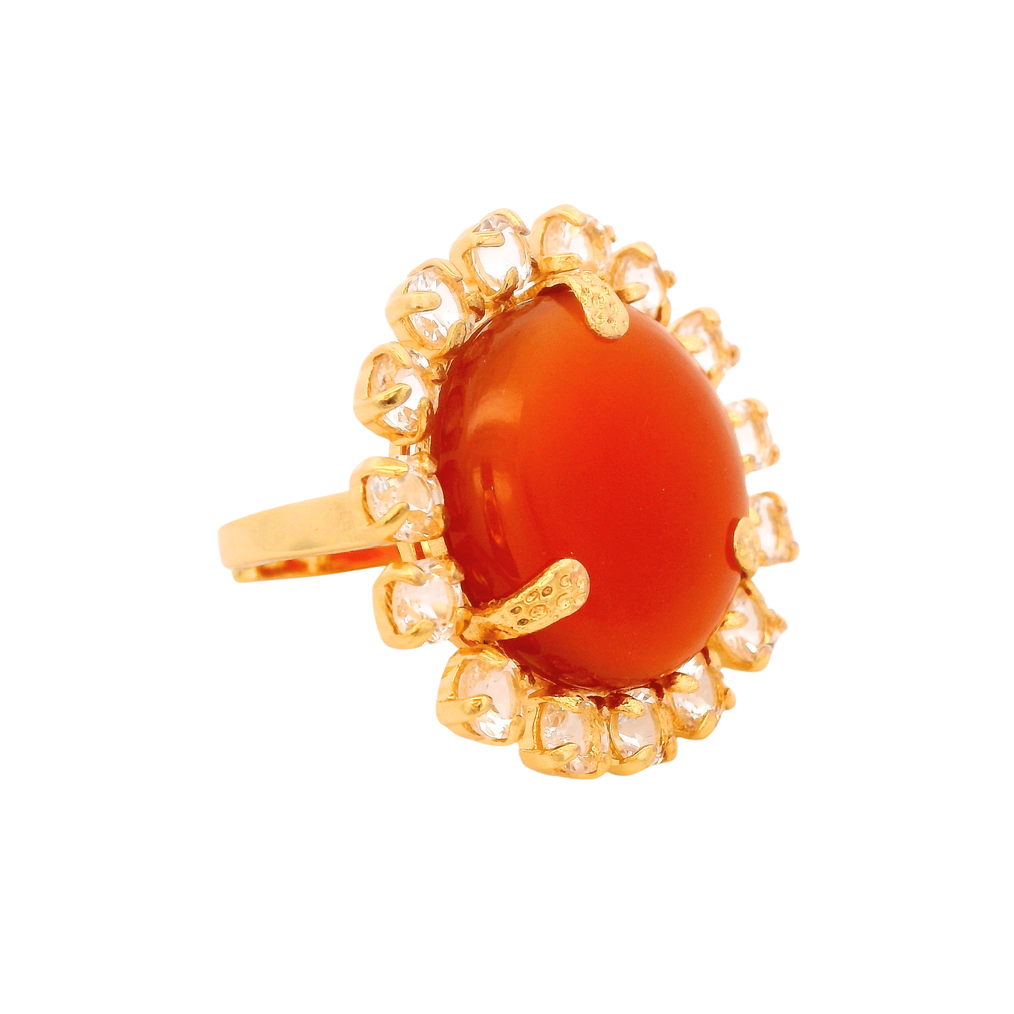 RING ROUND CARNELIAN 20MM AND CLEAR QUARTZ - C'SANTOS