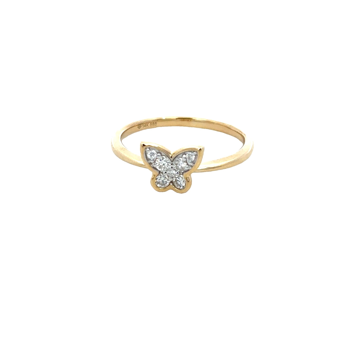 D0.21CT 14KY MINI BUTTERFLY BEZEL RING T6.5