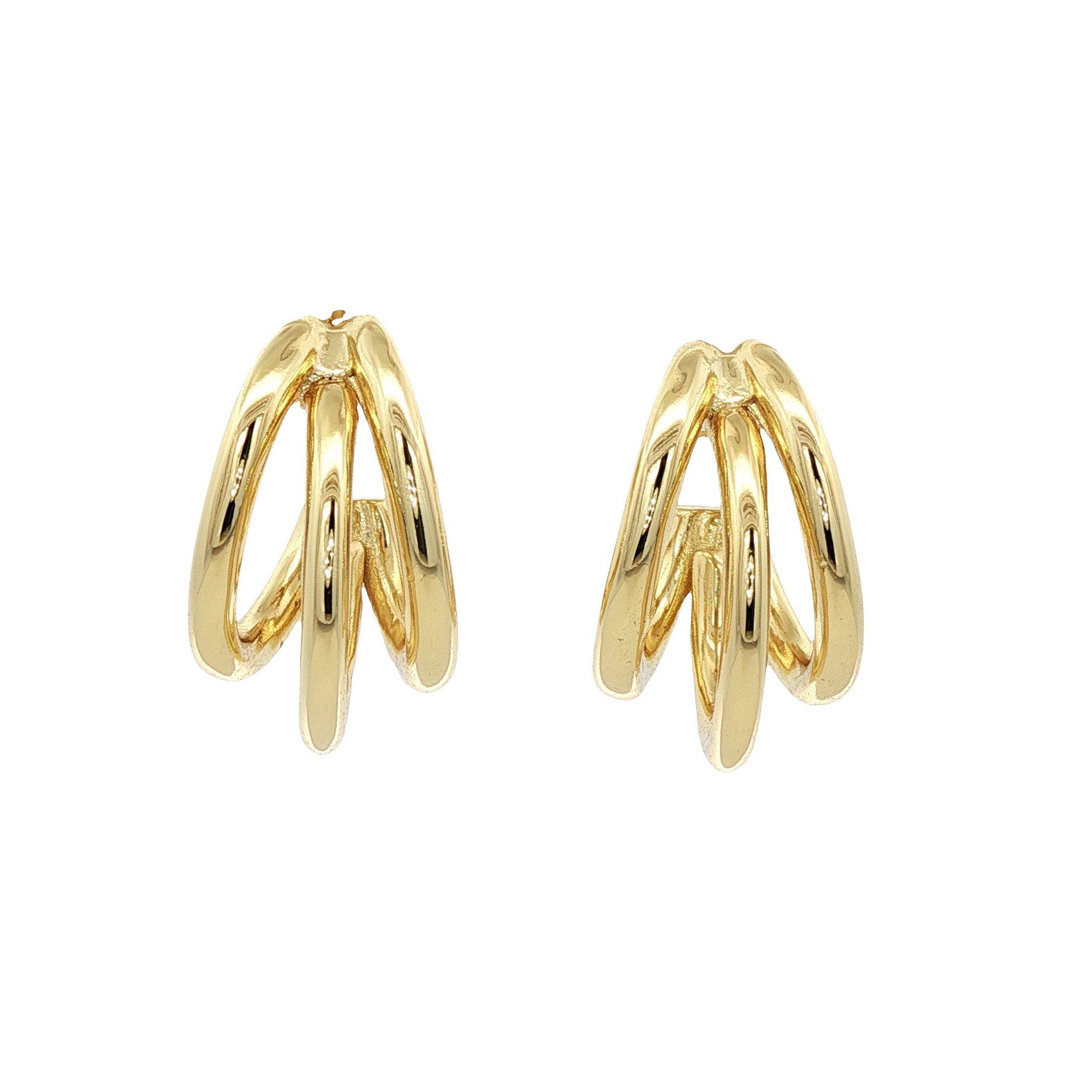 925YG TRIPLE ROW EARRINGS