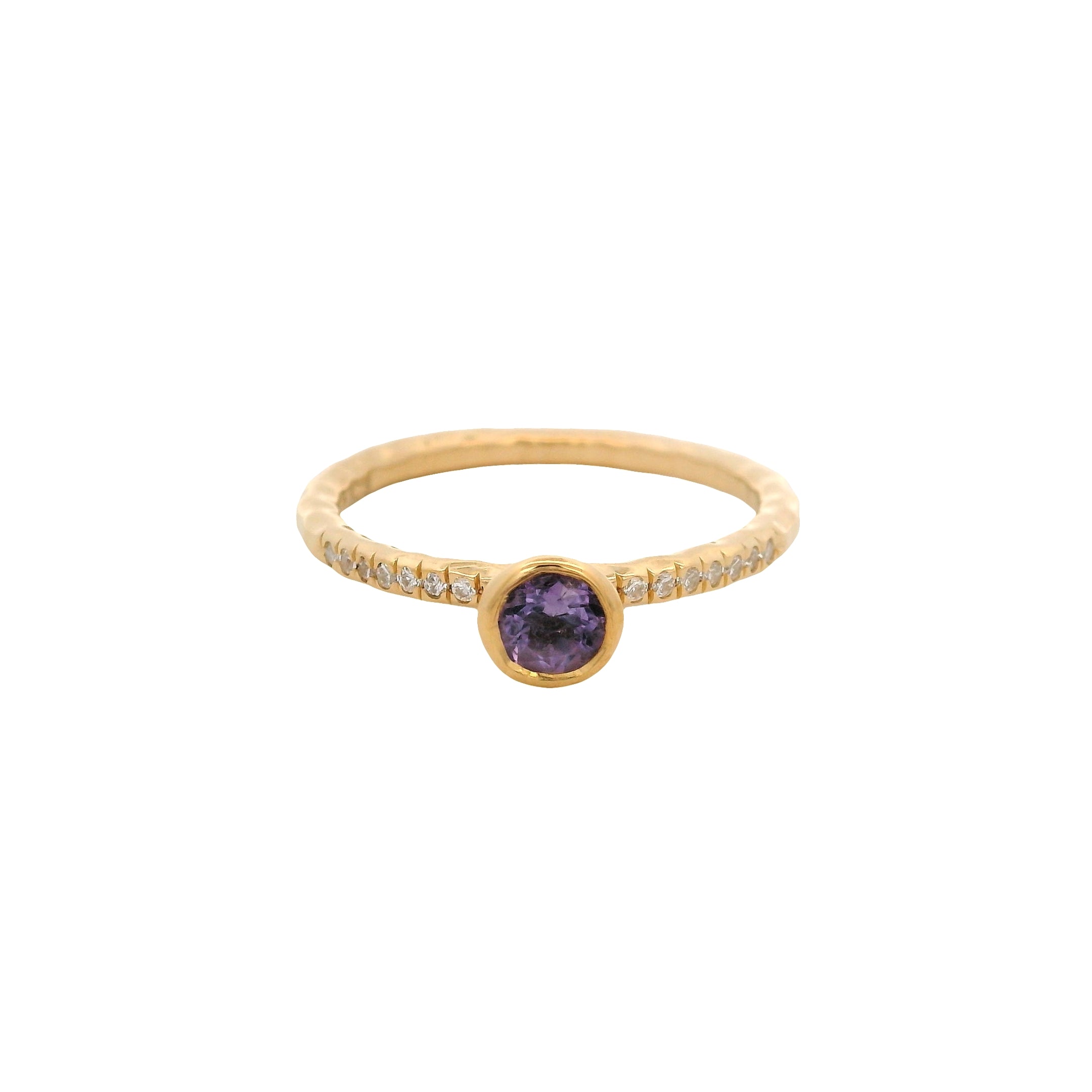 Anillo Solitario de Amatista en Plata 925 Bañada en Oro