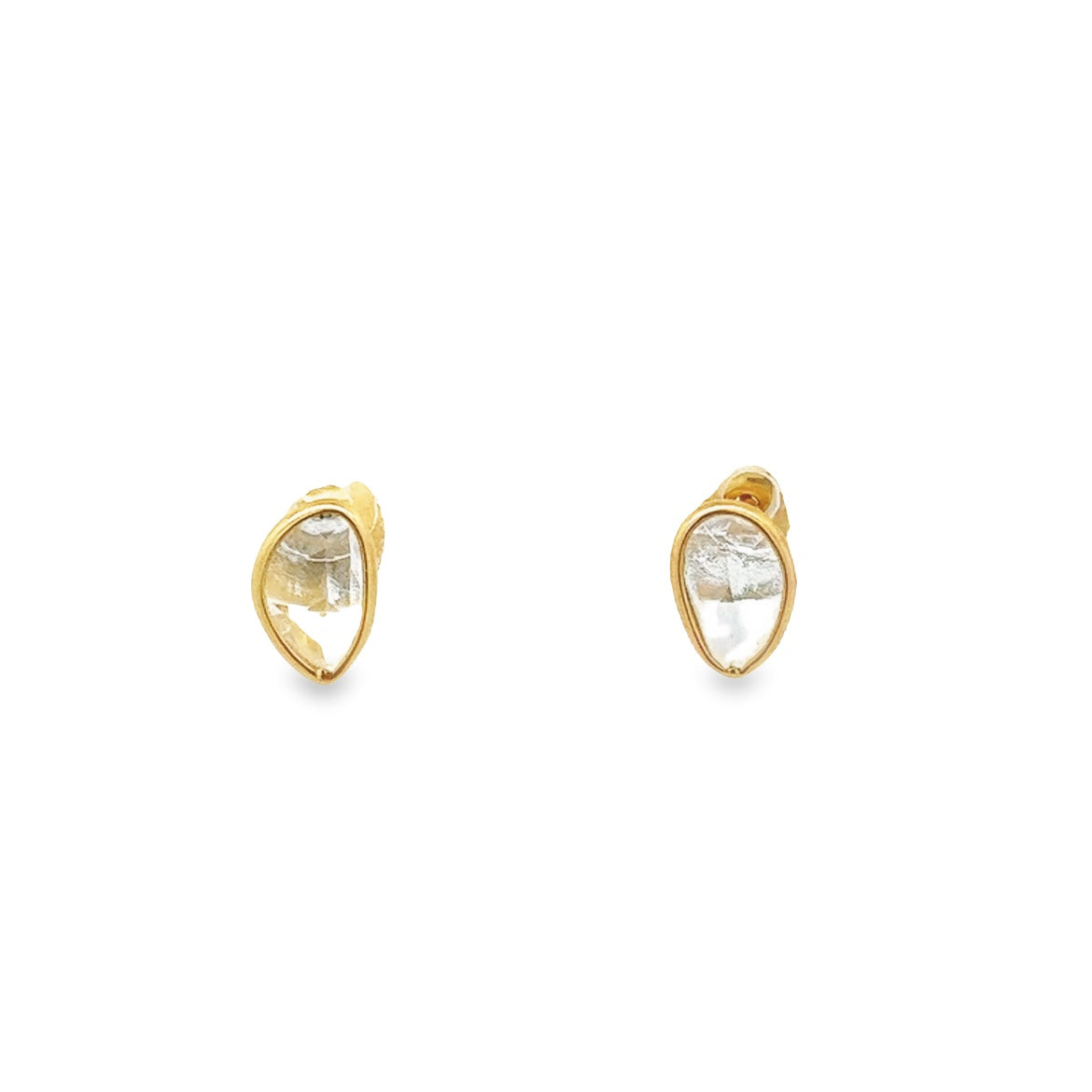 EARRINGS 14K GOLD IRREGULAR WHITE SAPPHIRE