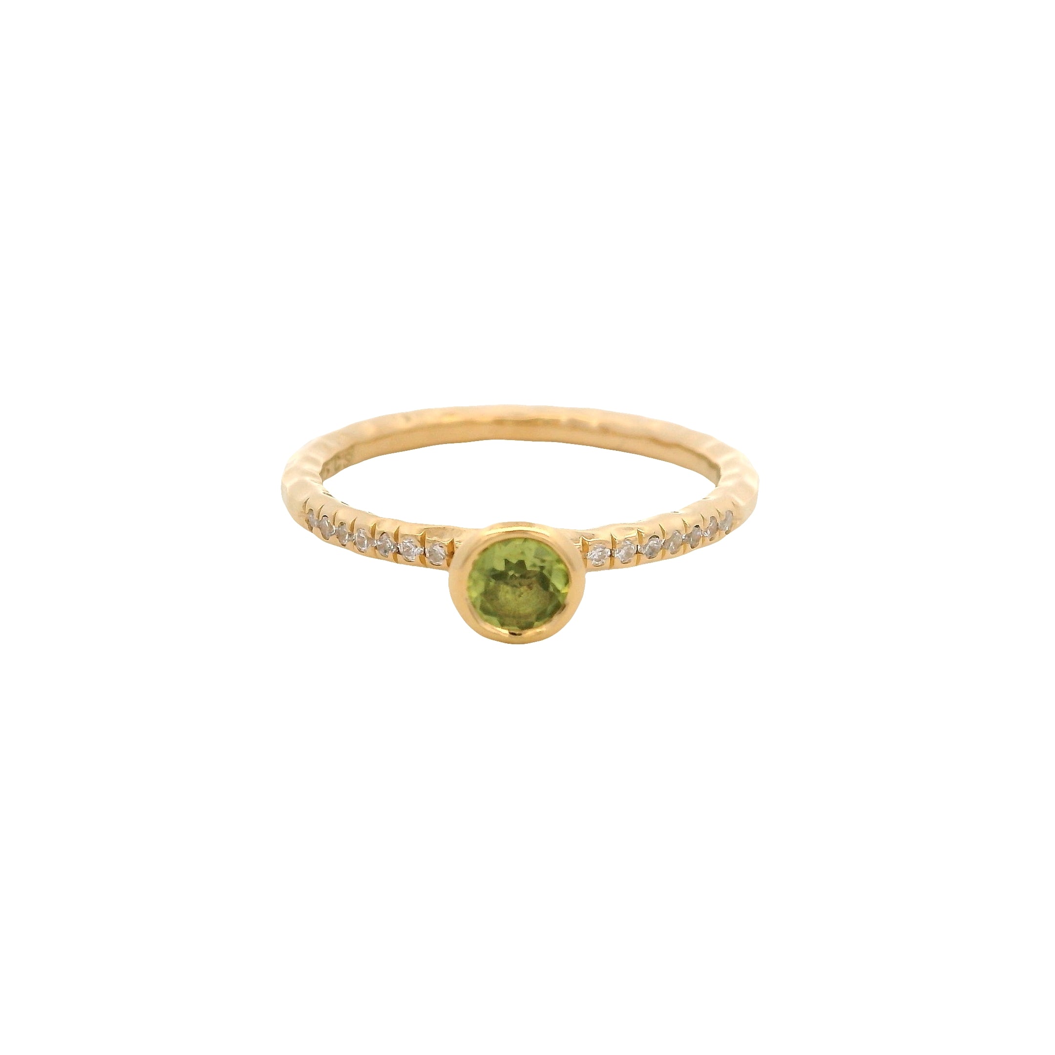 Anillo Solitario de Peridoto en Plata 925 Bañada en Oro