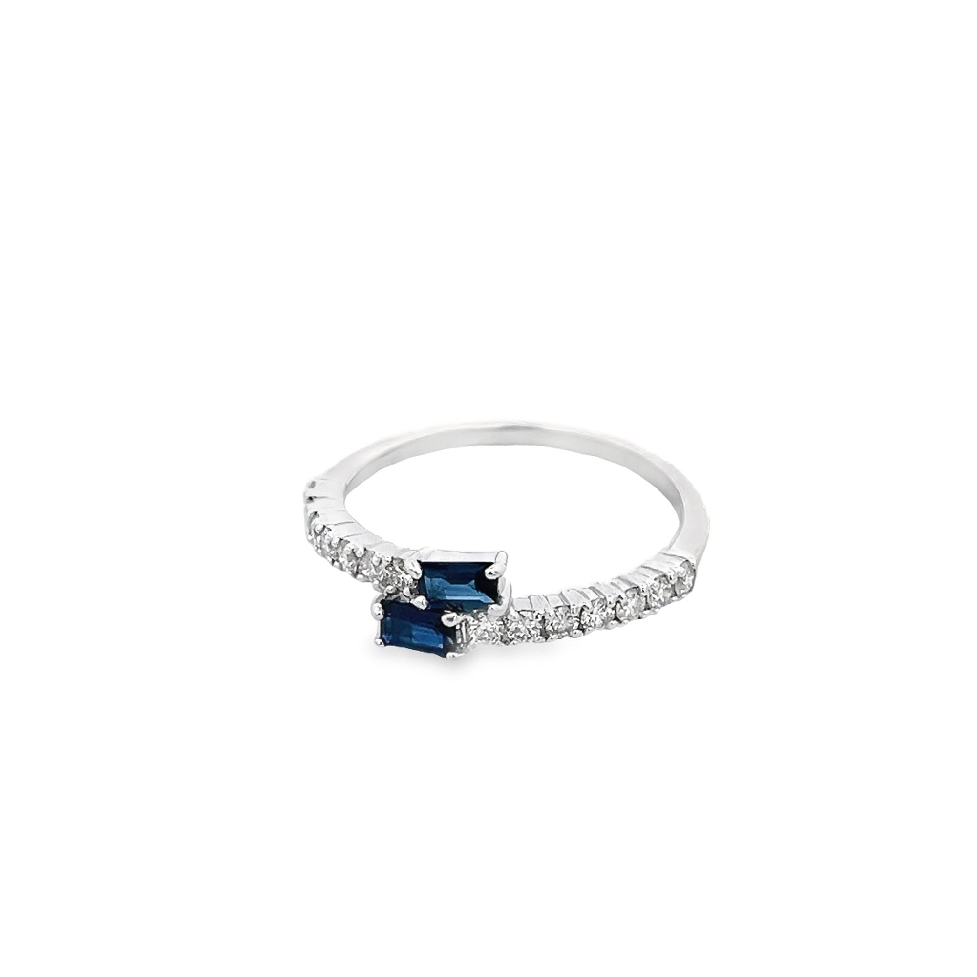 D0.20CT 18KW BAQUETTE BYPASS RING BS0.35 CT T6.5