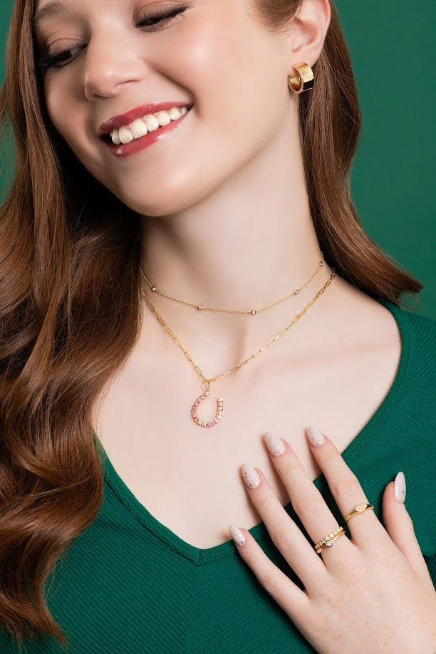 D0.50CT 14KY BIG HORSESHOE CHARM PS2.00CT