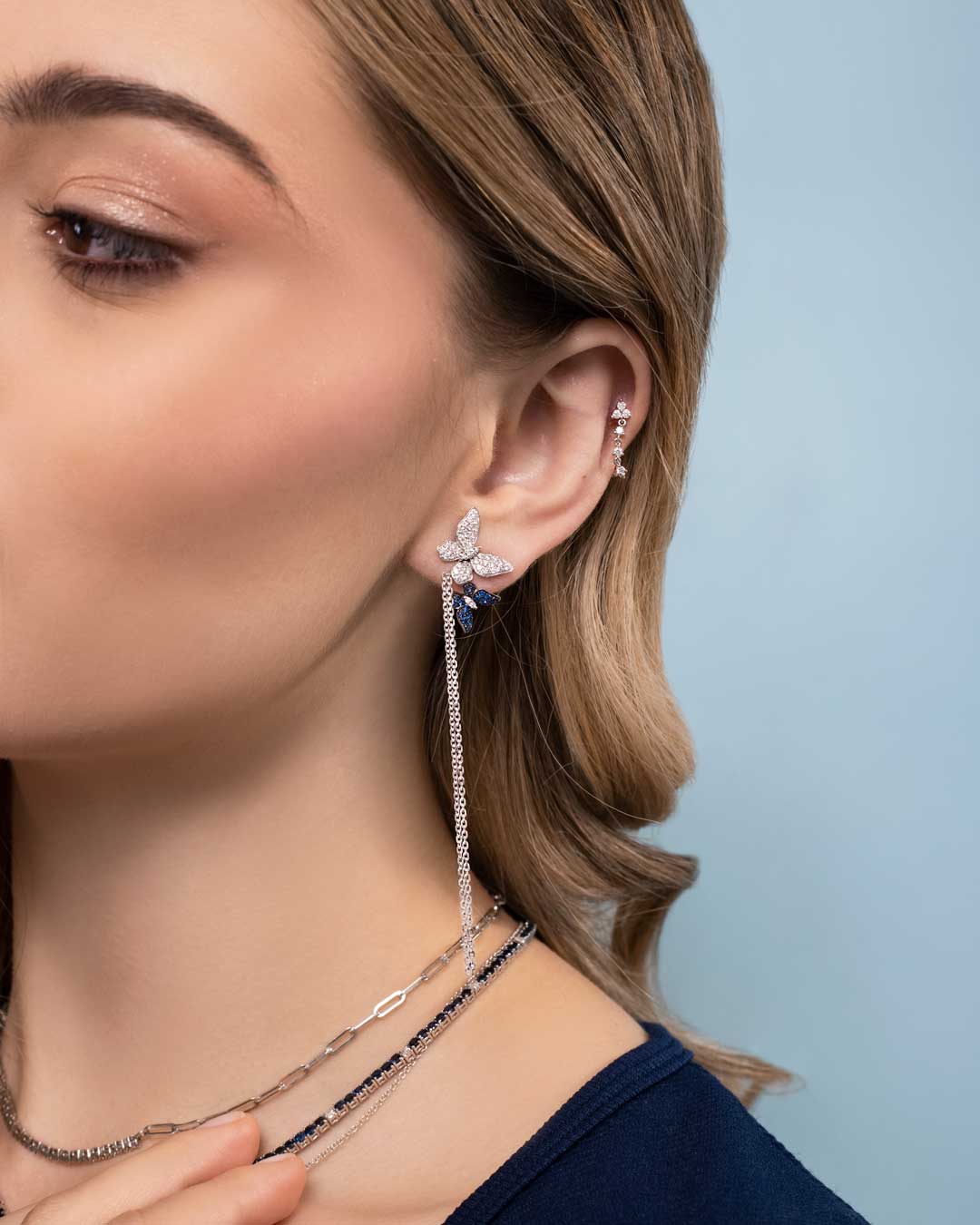 D0.72 18KW SAPPHIRE 0.27CT BUTTERFLY EARRINGS